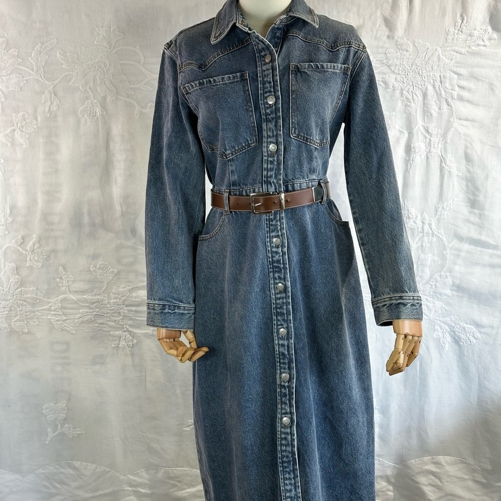 Future Collective Denim Shirt Dress – Western Minimal, women’s Sz6 - Picture 8 of 12
